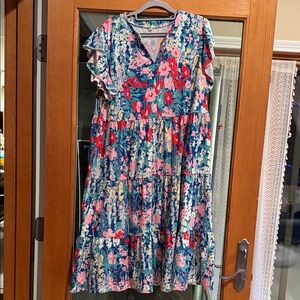 Floral Ruffle Sleeve Dress